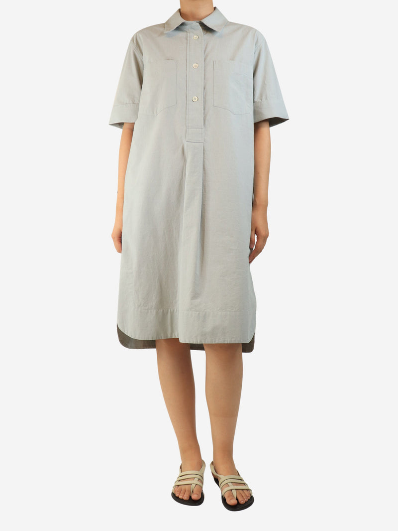 Pale blue short-sleeved cotton shirt dress - size UK 10 Dresses Margaret Howell 