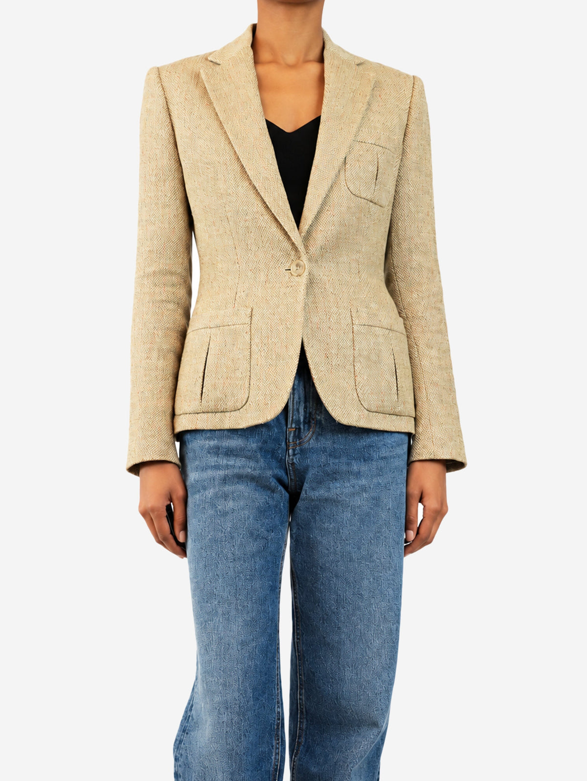 Vintage neutral linen blazer - size UK 8 Coats & Jackets Ralph Lauren 