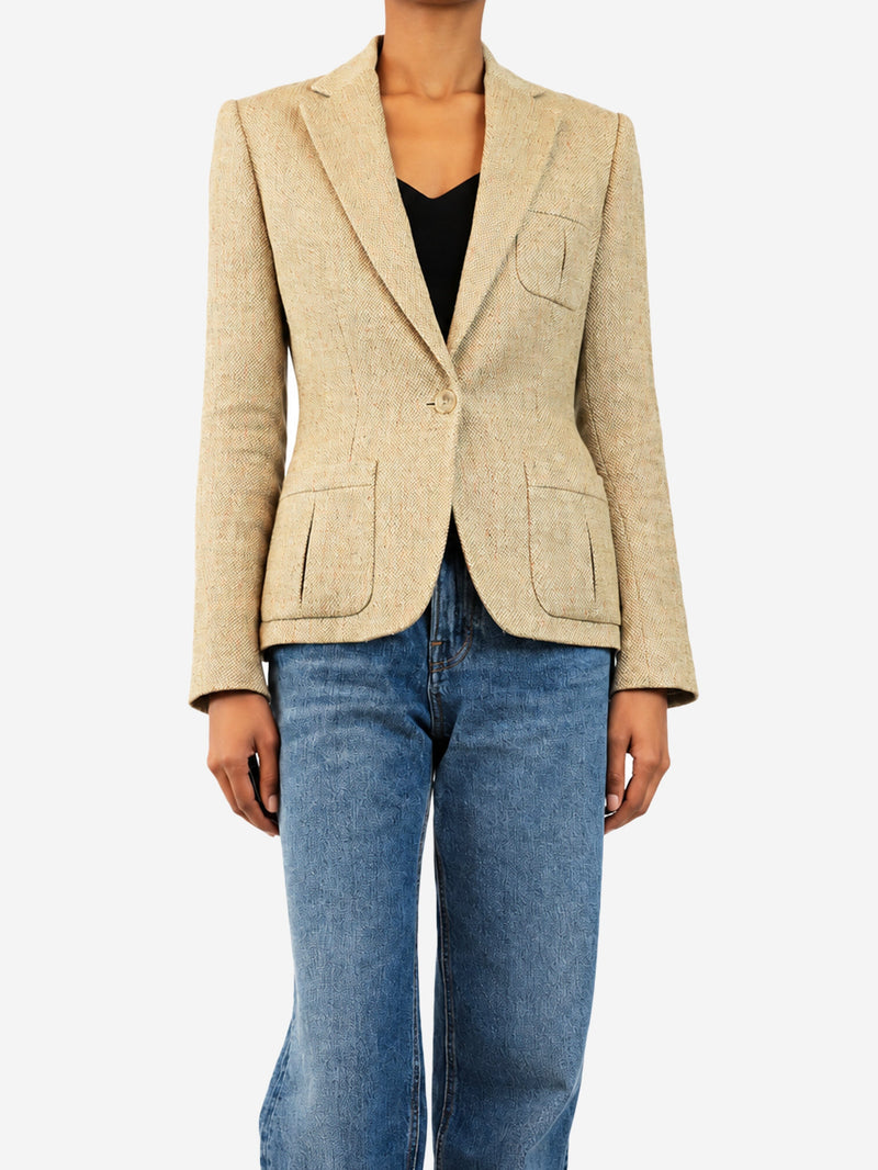 Vintage neutral linen blazer - size UK 8 Coats & Jackets Ralph Lauren 