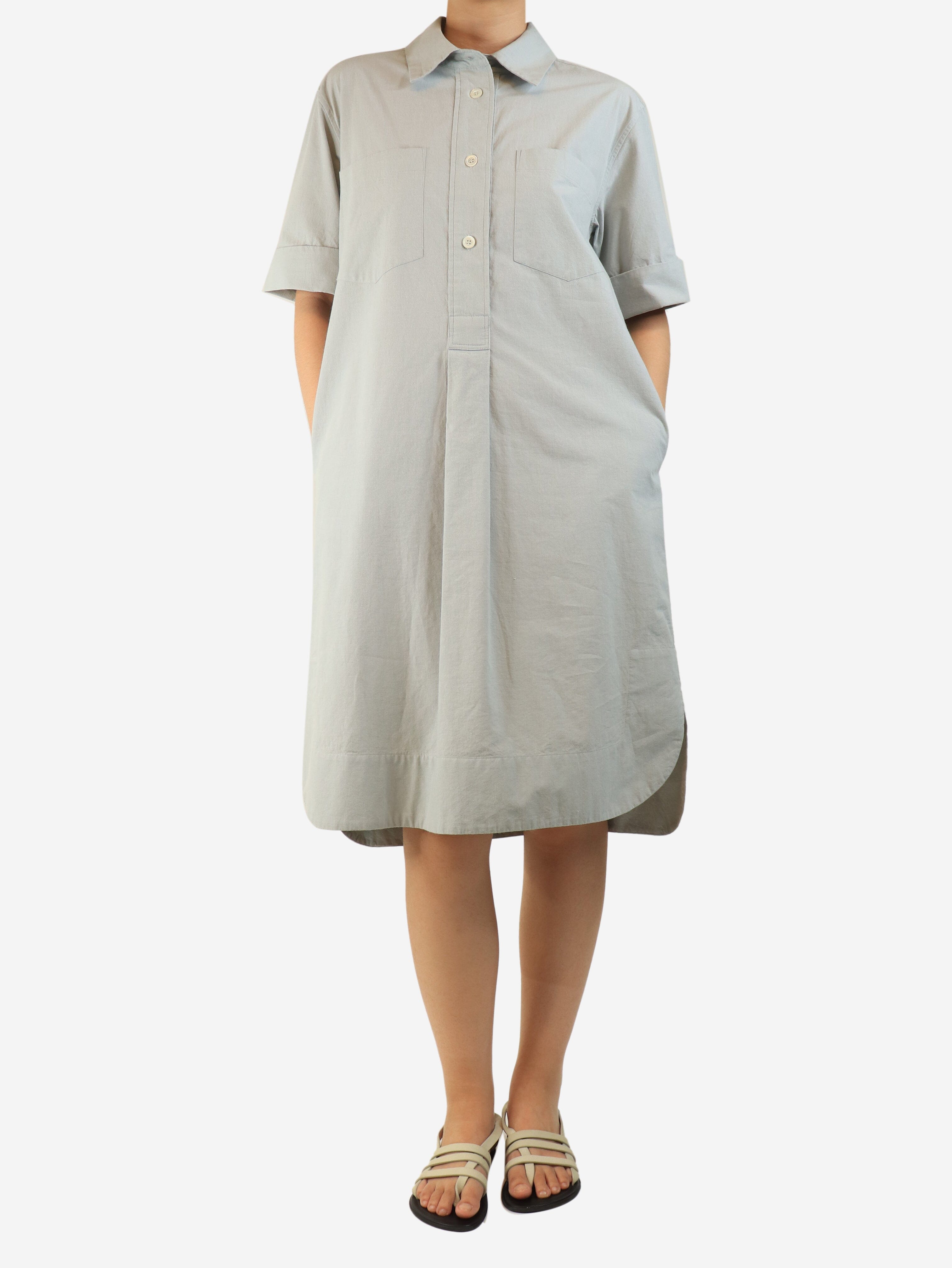 Pale blue short-sleeved cotton shirt dress - size UK 10 Dresses Margaret Howell 