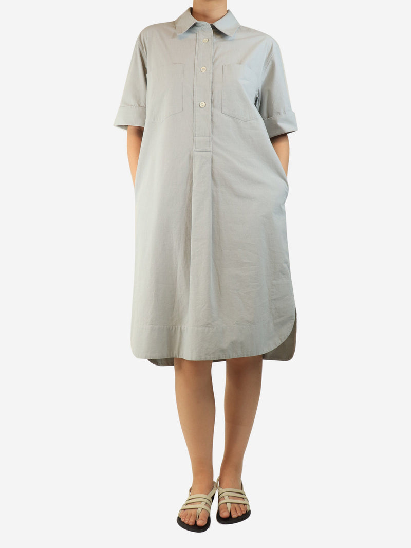 Pale blue short-sleeved cotton shirt dress - size UK 10 Dresses Margaret Howell 