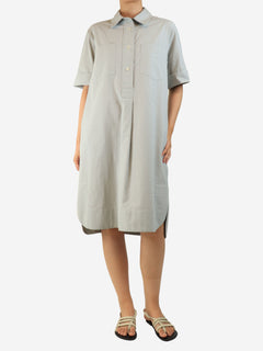 Pale blue short-sleeved cotton shirt dress - size UK 10 Dresses Margaret Howell 