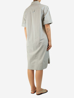 Pale blue short-sleeved cotton shirt dress - size UK 10 Dresses Margaret Howell 
