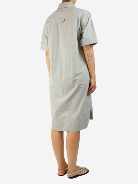 Pale blue short-sleeved cotton shirt dress - size UK 10 alternate image
