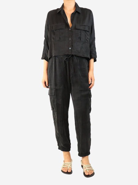 Washed black modal-blend shirt and trouser set - size L product image