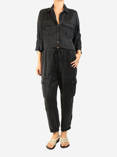 Washed black modal-blend shirt and trouser set - size L
