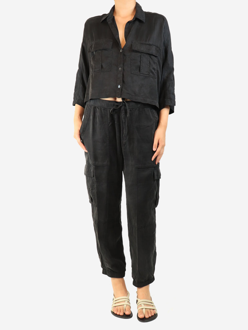 Washed black modal-blend shirt and trouser set - size L