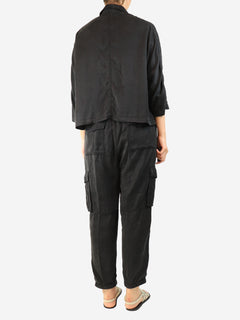 Washed black modal-blend shirt and trouser set - size L
