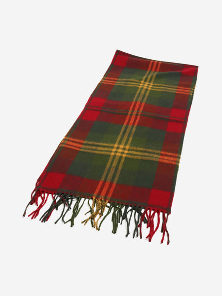 Red and green checked fringed scarf alternate image