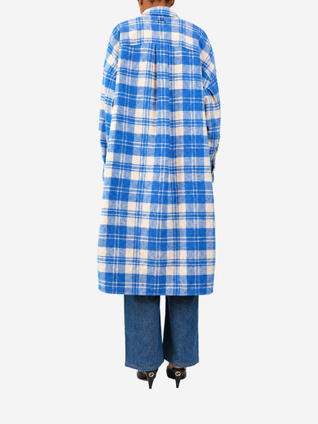 Blue Fontizi check-print woven coat - size UK 6 alternate image