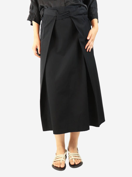 Black cotton wrap midi skirt - size L – Sign of the Times
