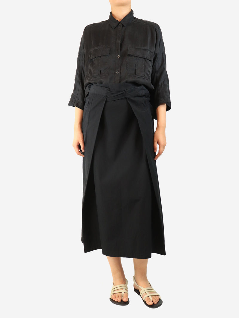 Black cotton wrap midi skirt - size L Skirts Issey Miyake Fete 