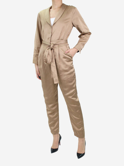 Neutral belted satin jumpsuit - size Jumpsuits Marina Moscone