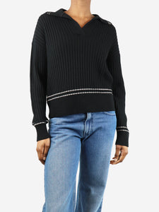 Rag & Bone Black ribbed polo jumper - size XS