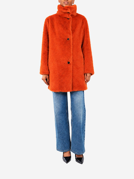 Rust orange faux fur coat - size XS product image