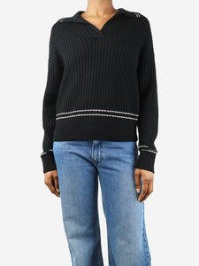 Rag & Bone Black ribbed polo jumper - size XS