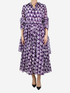 Samantha Sung Purple floral printed shirt dress - size US 10