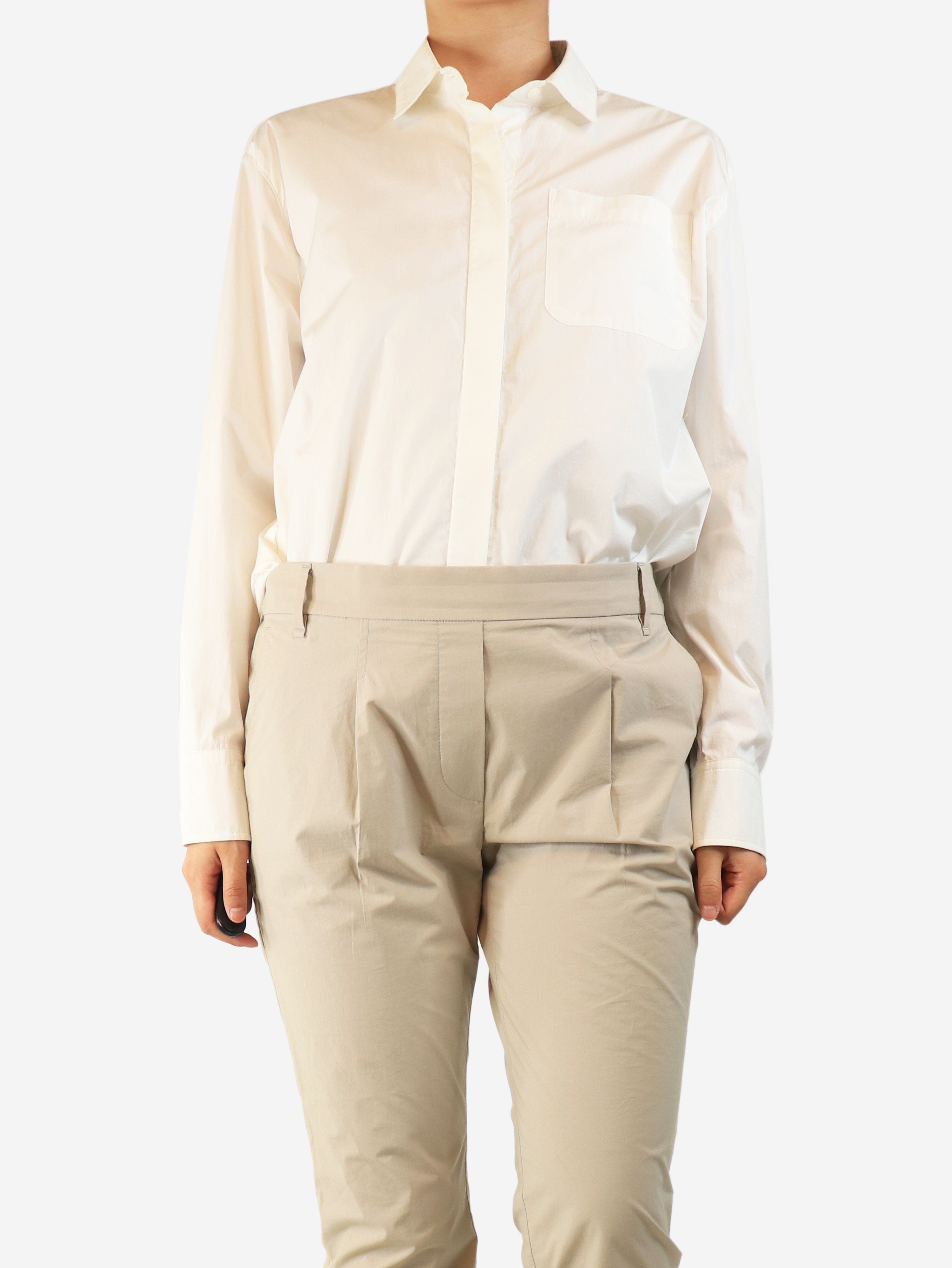 White long-sleeved cotton shirt - size S Tops Bamford 