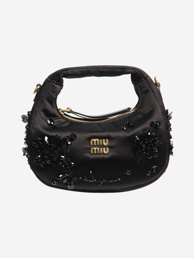 Black Wander embroidered bag Top Handle Bags Miu Miu 