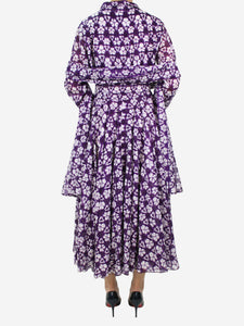 Samantha Sung Purple floral printed shirt dress - size US 10