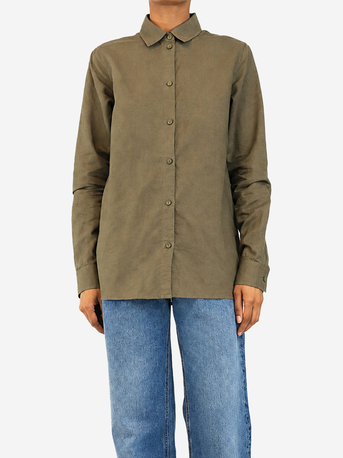 Brown linen shirt - size UK 6 Tops Matteau 
