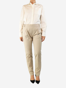 Neutral cotton pleated trousers - size UK 14 Trousers Brunello Cucinelli 