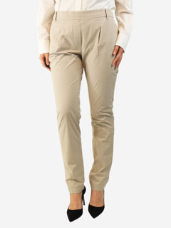 Neutral cotton pleated trousers - size UK 14 Trousers Brunello Cucinelli 