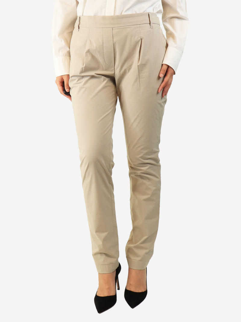 Neutral cotton pleated trousers - size UK 14 Trousers Brunello Cucinelli 