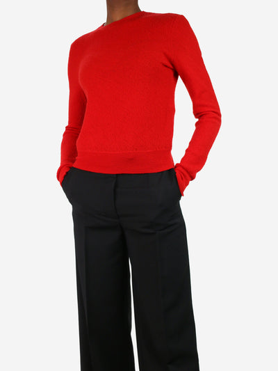 Red round-neck fine knit wool sweater - Size M Knitwear Celine 