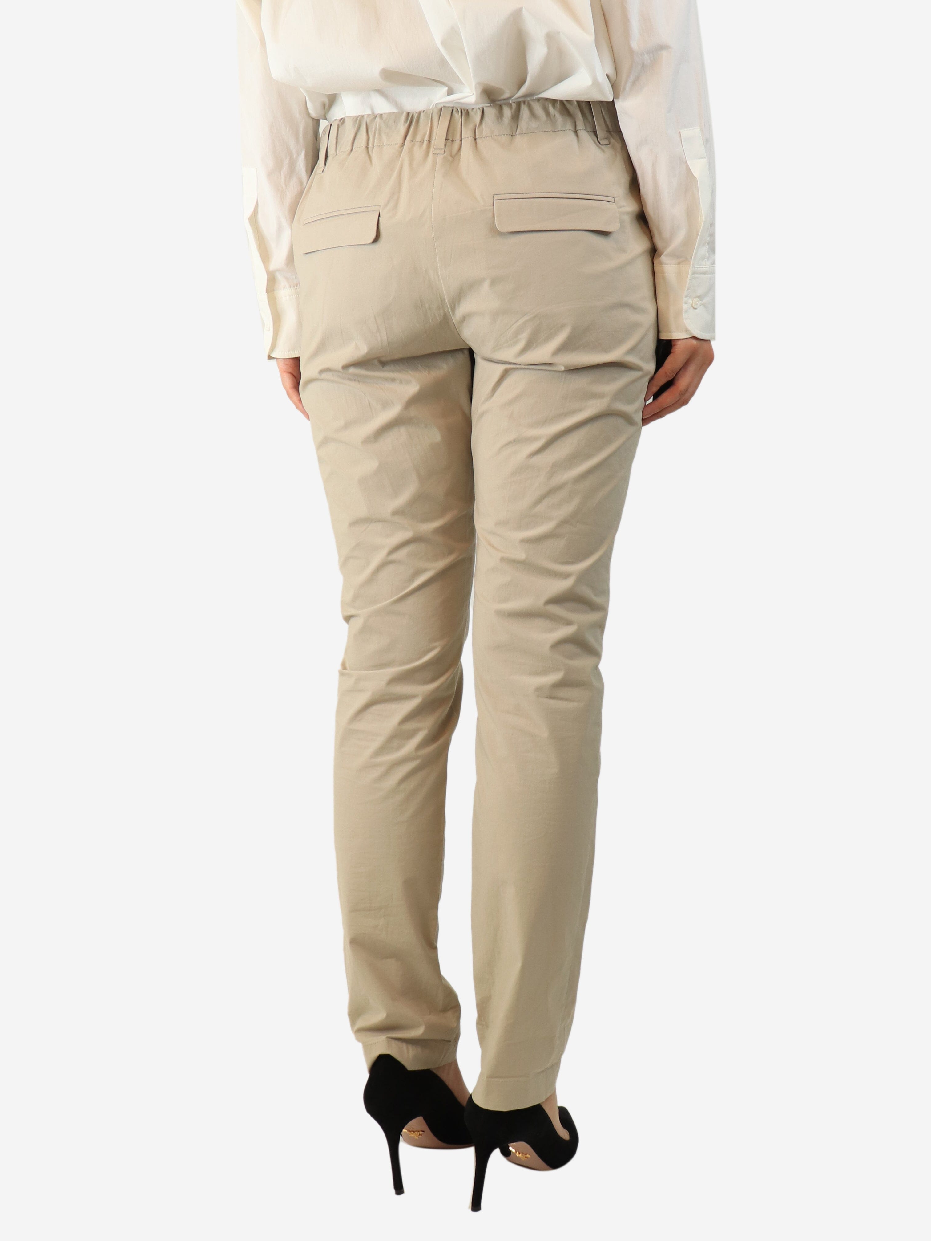 Neutral cotton pleated trousers - size UK 14 Trousers Brunello Cucinelli 