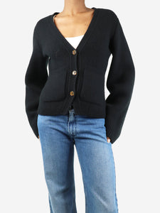 Khaite Black wide-sleeve cashmere cardigan - size XXS