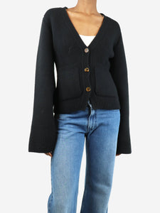 Khaite Black wide-sleeve cashmere cardigan - size XXS