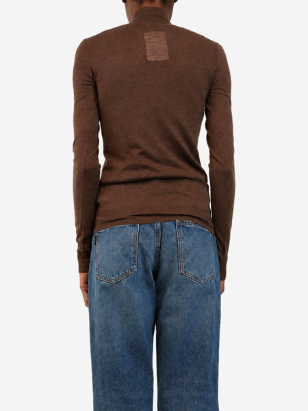 Brown cashmere turtle-neck knit top - size XS alternate image