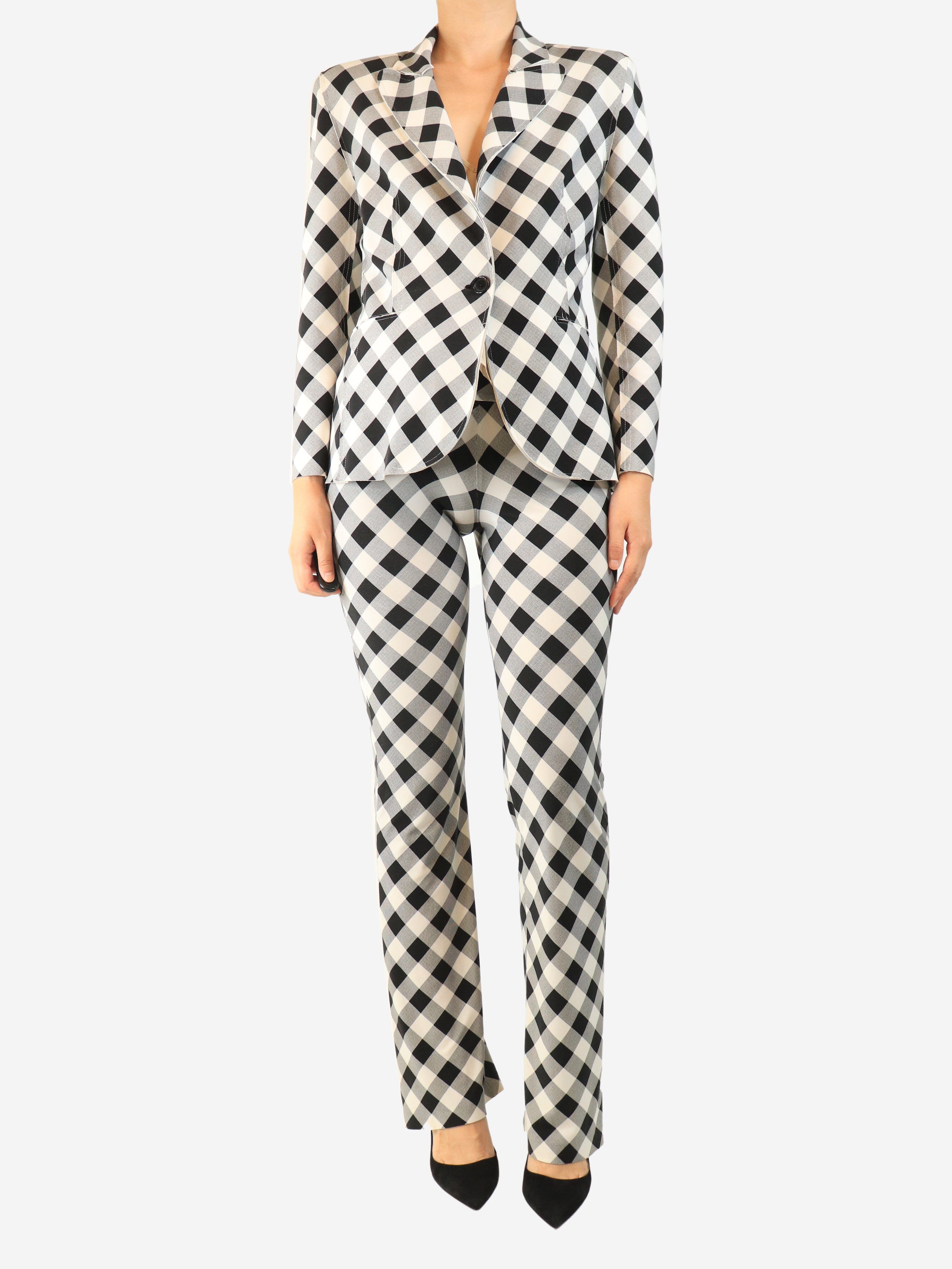 Black and white gingham trousers and blazer set - size S Sets Norma Kamali 
