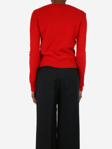 Celine Red round-neck fine knit wool sweater - Size M