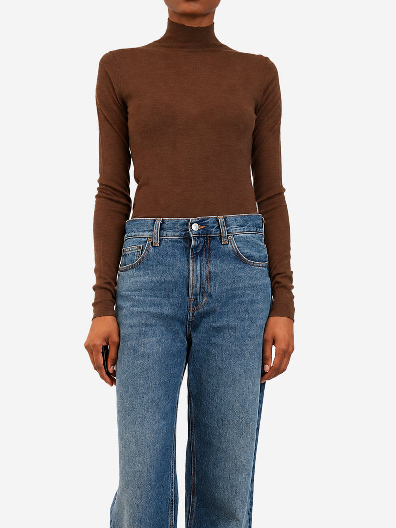 Brown cashmere turtle-neck knit top - size XS Knitwear Joseph 