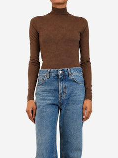 Brown cashmere turtle-neck knit top - size XS Knitwear Joseph 