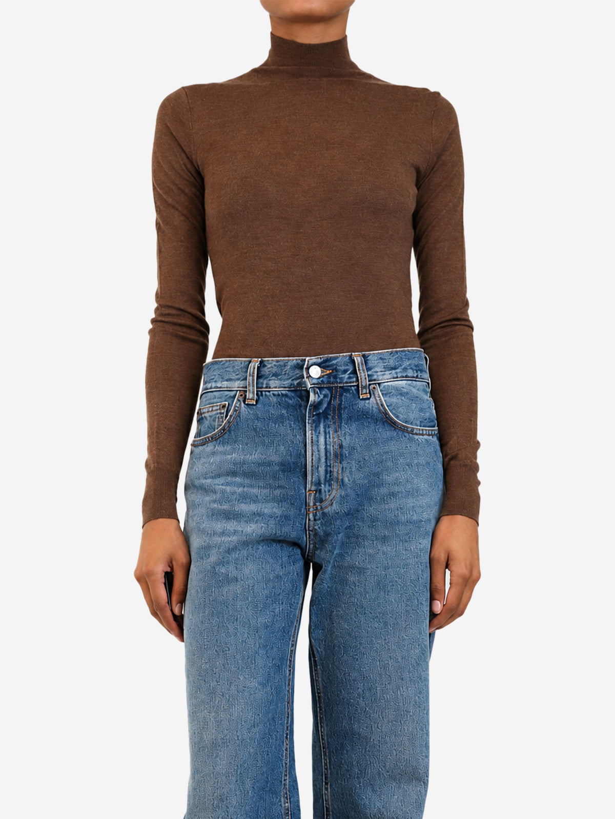 Brown cashmere turtle-neck knit top - size XS Knitwear Joseph 