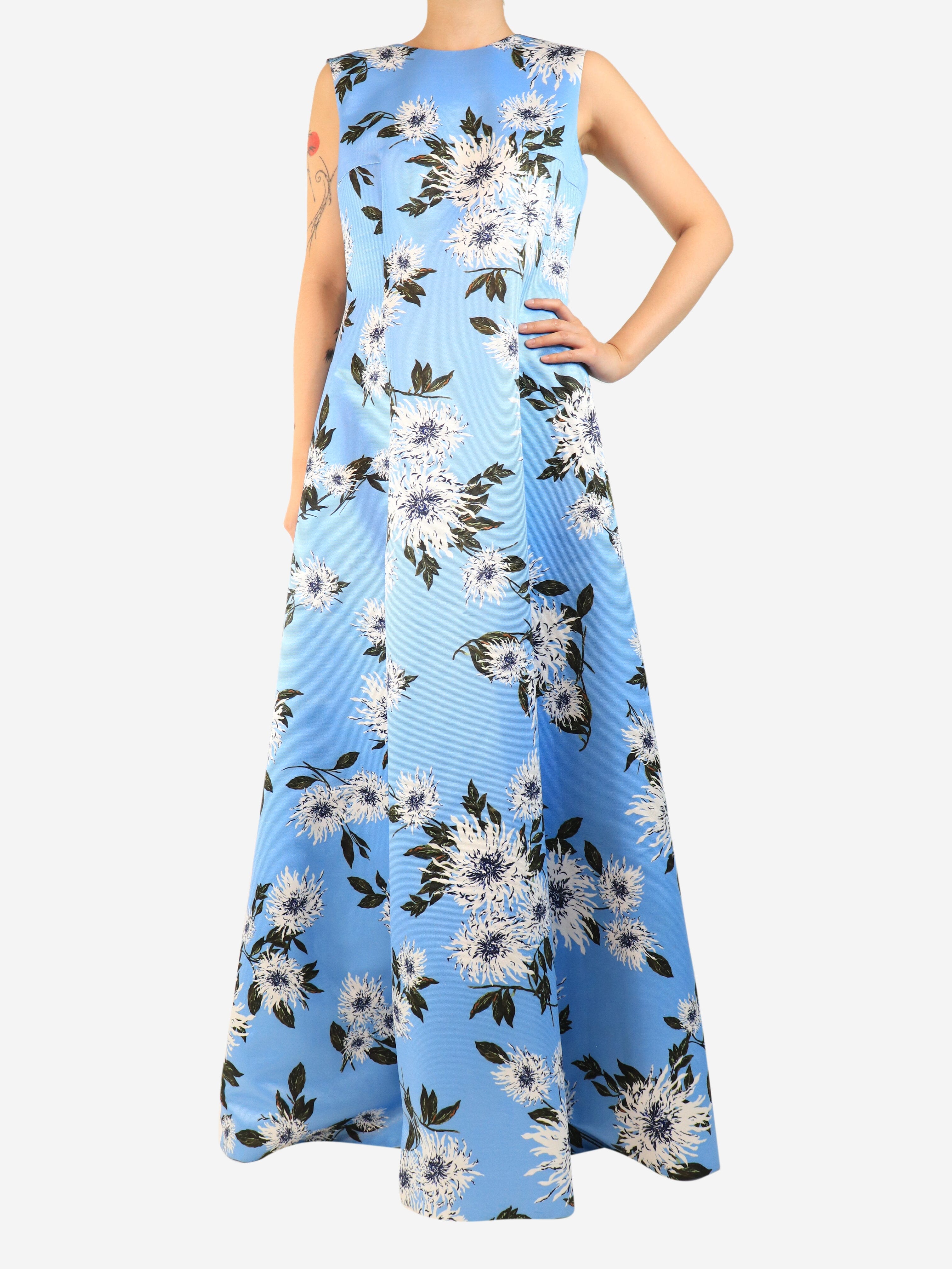 Blue floral printed midi dress - size UK 14 Dresses Emilia Wickstead 