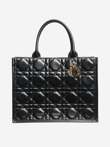 Christian Dior Black medium 2003 cannage quilted leather book tote