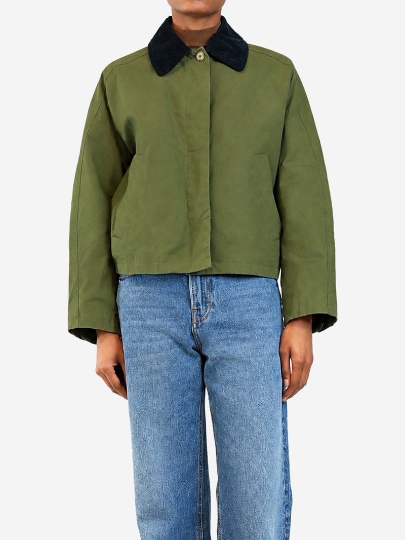Army green cropped jacket with cord collar - size UK 8 Coats & Jackets A.P.C. 