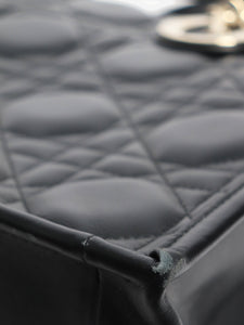 Christian Dior Black medium 2003 cannage quilted leather book tote