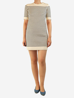 Cream and navy striped knit dress - size S Dresses Celine 