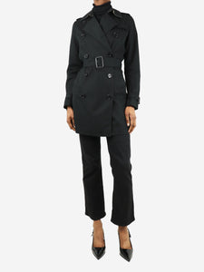 Burberry Black belted mid-length trench coat - size UK 6