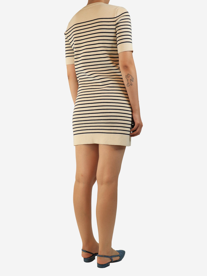 Cream and navy striped knit dress - size S Dresses Celine 