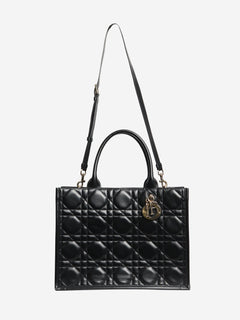Black medium 2003 cannage quilted leather book tote - size Tote Bags Christian Dior 