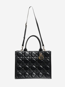 Christian Dior Black medium 2003 cannage quilted leather book tote