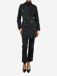 Burberry Black belted mid-length trench coat - size UK 6