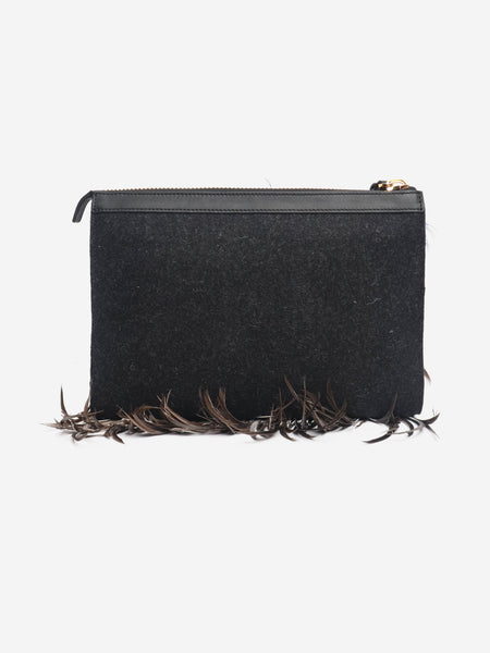Multicolour large feathered wristlet clutch bag alternate image