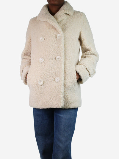 Cream double-breasted faux fur jacket - Size EU 34 Coats & Jackets Stand Studio 